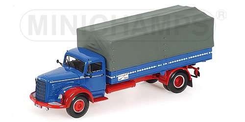 MERCEDES-BENZ L 315 – PRITSCHE – 1954 – BLUE/RED L.E. 1608 pcs. 1:43 model