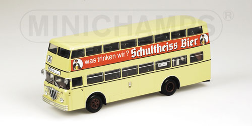 BUESSING D2U – DOPPELDECKERBUS – 1955 – CREAM ‘Schultheiss’ 1:43 model