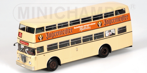 BUESSING D2U – DOPPELDECKER MIT OFFENENEM HECKEINSTIEG – 1955 – ‘JÄGERMEISTER’ 1:43 model