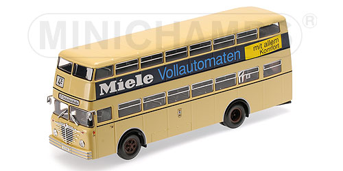 BÜSSING D2U – DOPPELDECKER MIT GESCHLOSSENEM HECKEINSTIEG – 1958 – ‘MIELE’ L.E. 504 pcs. 1:43 model