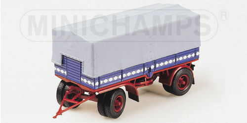 HANOMAG TRUCK TRAILER 2-AXLES CANVAS – 1950 – BLUE/RED 1:43 model