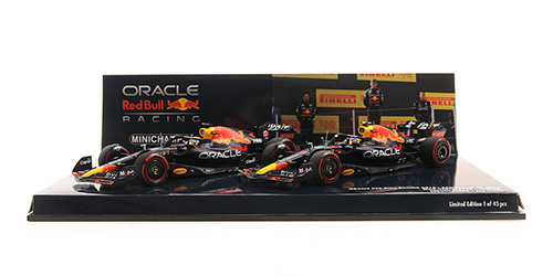 2-CAR SET – ORACLE RED BULL RACING RB18 – 1-2 FINISH VERSTAPPEN/PÉREZ – BARCELONA GP 2022 – EXC. MCH - L.E. 45 pcs. 1:43 model