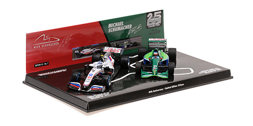 2-CAR SET – M. SCHUMACHER BELGIAN GP 1991 & M. SCHUMACHER, BELGIAN GP 2021 – 30TH ANNIVERSARY - L.E. 333 pcs. 1:43 model