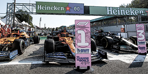 2-CAR SET – MCLAREN F1 TEAM MCL35M – 1-2 FINISH RICCIARDO/NORRIS – ITALIAN GP 2021 - L.E. 564 pcs. 1:43 model