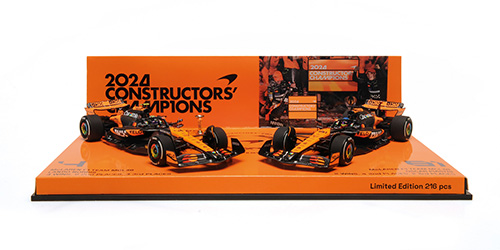 2-CAR SET – MCLAREN F1 TEAM MCL38 – CONSTRUCTORS CHAMPIONS – NORRIS/PIASTRI – ABU DHABI GP 2024 - L.E. 216 pcs. 1:43 model