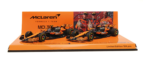 2-CAR SET – MCLAREN F1 TEAM MCL38 – 1-2 FINISH PIASTRI/NORRIS – HUNGARIAN GP 2024 1:43 model
