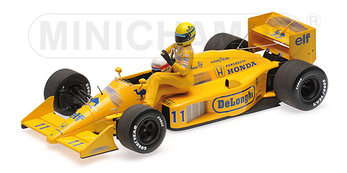 LOTUS HONDA 99T – AYRTON SENNA RIDING ON SATORU NAKAJIMA’S CAR – ITALIAN GP 1987 /W FIGURINE L.E. 1000 pcs. 1:18 model