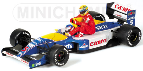 WILLIAMS RENAULT FW14 – AYRTON SENNA RIDING ON NIGEL MANSELL’S CAR – BRITISH GP 14-07-1991 1:18 model
