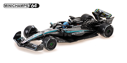 MERCEDES-AMG PETRONAS FORMULA ONE TEAM F1 W16 E PERFORMANCE – GEORGE RUSSELL – WINNER CANADA GP 2025 1:64 model