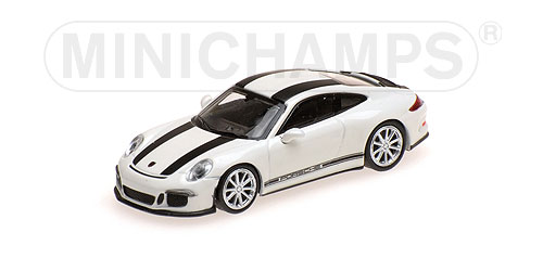 PORSCHE 911 R – 2016 – WHITE W/ BLACK STRIPES W/ BLACK WRITING 1:87 model