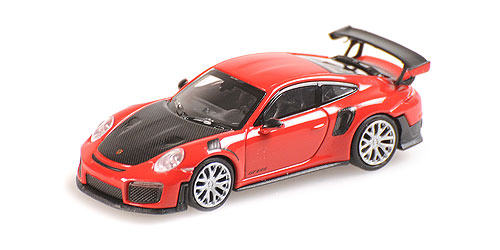 PORSCHE 911 GT2 RS – 2018 – RED W/ CARBON BONNET 1:87 model