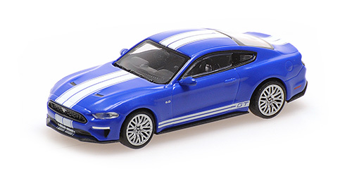 FORD MUSTANG – 2018 – BLUE METALLIC W/ WHITE STRIPES 1:87 model