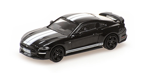 FORD MUSTANG – 2018 – BLACK W/ WHITE STRIPES 1:87 model