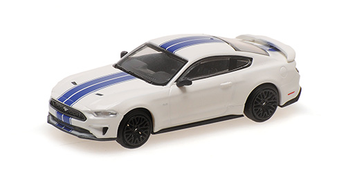 FORD MUSTANG – 2018 – WHITE WITH BLUE STRIPES 1:87 model