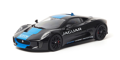 JAGUAR C-X75-ULTIMATE BLACK METALLIC WITH BLUE STRIPEs 1:18 model