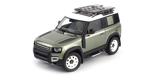 LAND ROVER DEFENDER 90 WITH ROOF PACK – 2020 – PANGEA GREEN 1:18 model