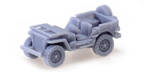 JEEP W/SPARE WHEEL WINDSHIELD DOWN – UNPAINTED 1:120 model