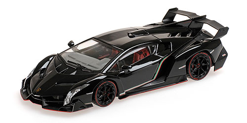 LAMBORGHINI VENENO – BLACK W/ RED LINE (05571BKR) 1:43 model