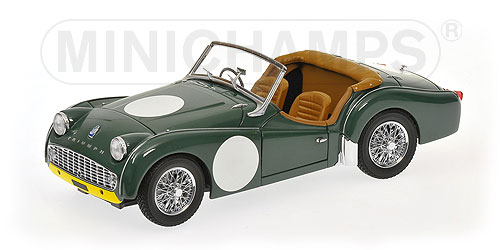 TRIUMPH TR3A – GREEN/YELLOW – ‘RACING PLAIN DECO’ 1:18 model