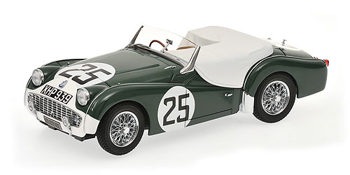 TRIUMPH TR3A #25 GREEN/WHITE LM 1959 1:18 model