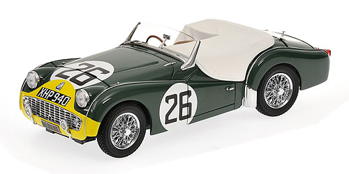 TRIUMPH TR3A – GREEN/YELLOW – # 26 – 1959 LM 1:18 model