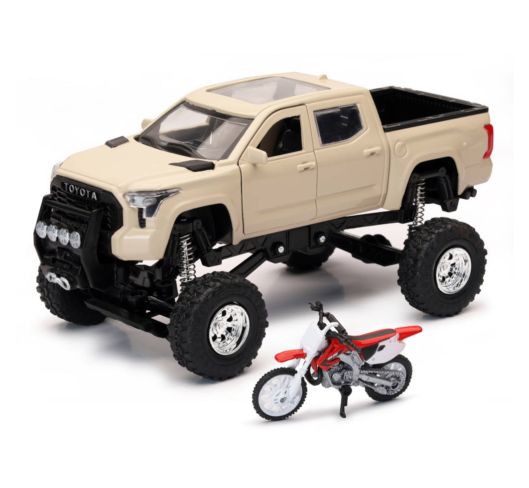 New-Ray Toyota Tundra Off Road Pick Up W/ Honda Dirt Bike diecast model