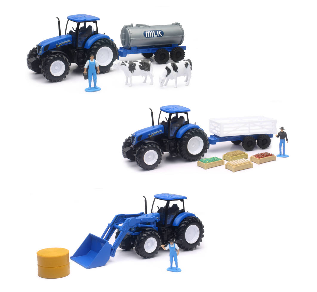New-Ray New Holland Farm Tractor & Trailer diecast model