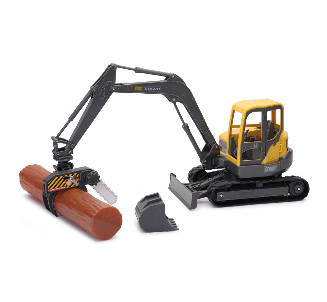 New-Ray Volvo ECR88D Excavator W/ Interchangable Parts diecast model