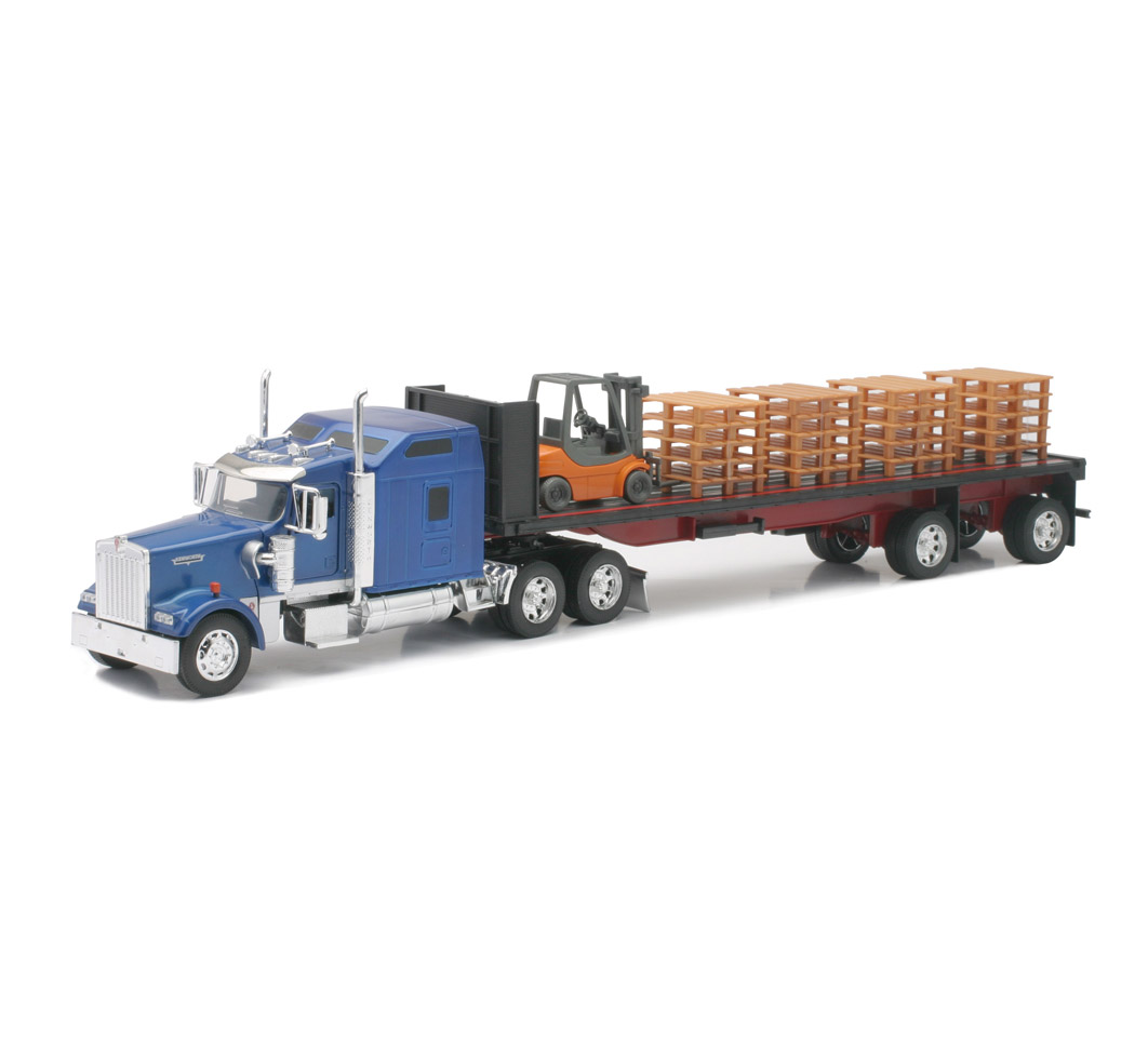 New-Ray Kenworth Flatbed W/ Forklift and Pallet diecast model