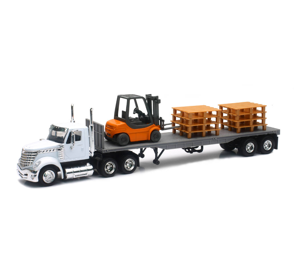 New-Ray International Lonestar Flatbed W/ Forklift & Pallets diecast model
