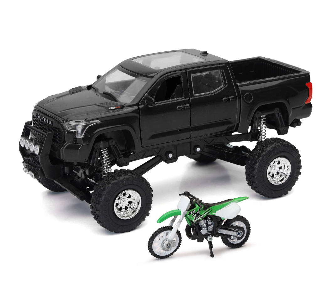 New-Ray Toyota Tundra Off Road Pick Up W/ Kawasaki Dirt Bike diecast model