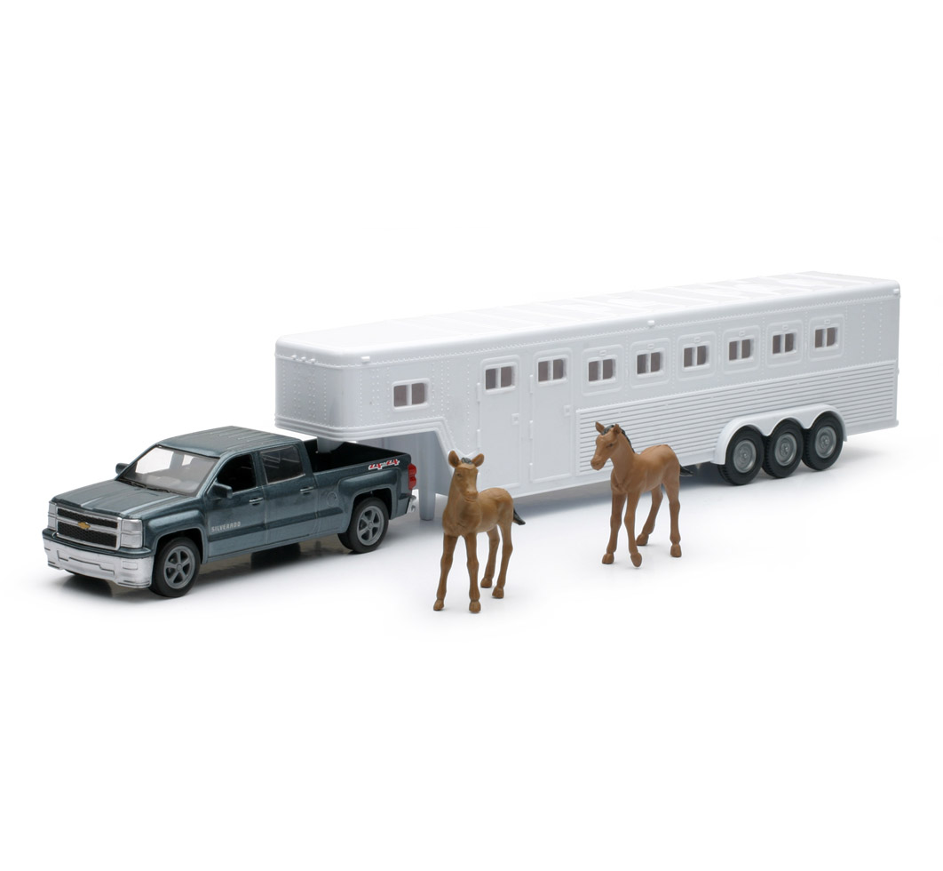 New-Ray Chevrolet Silverado W/ Horse Trailer diecast model