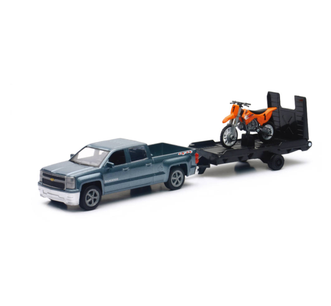 New-Ray Chevrolet Silverado Pick Up W/ Dirt Bike diecast model