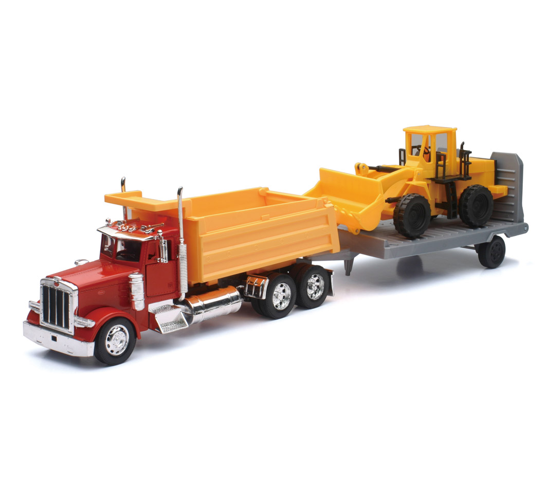 New-Ray Peterbilt Single Dump Truck W/ Wheel Loader diecast model