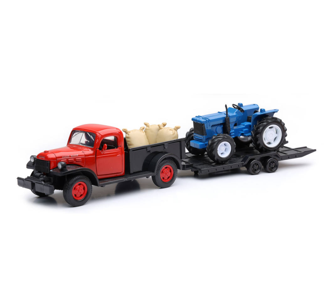 New-Ray Die Cast 1946 Dodge Power Wagon W/ Farm Tractor diecast model