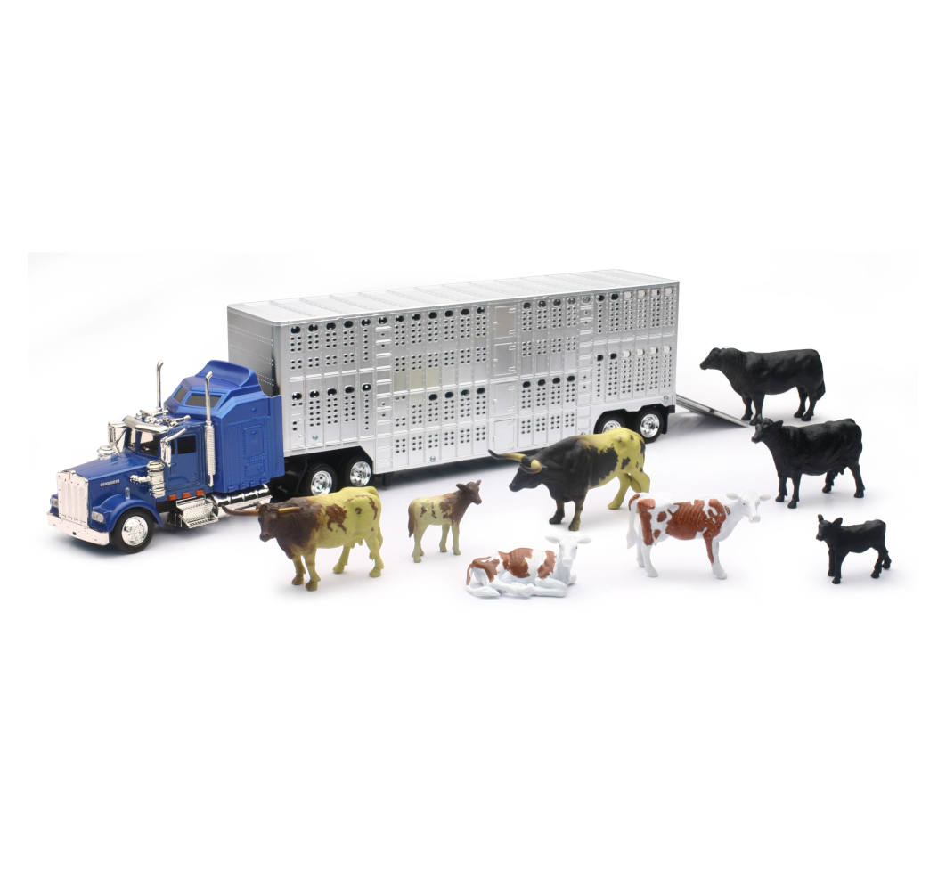 New-Ray Livestock Truck W/ Farm Animals Set diecast model